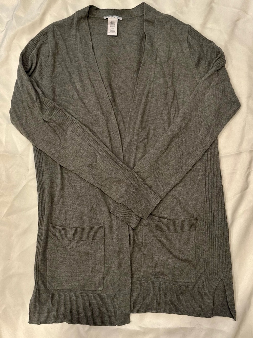 Matty M women's sage Green Open-Front Cardigan with Pockets